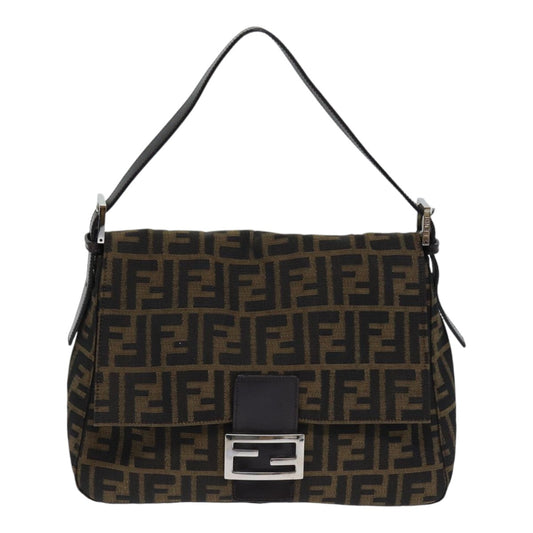 Fendi Mamma Baguette Brown Canvas Shoulder Bag