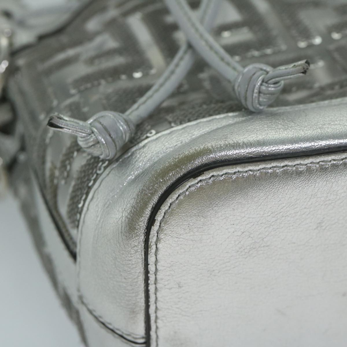 Fendi Zucca Silver Leather Shoulder Bag