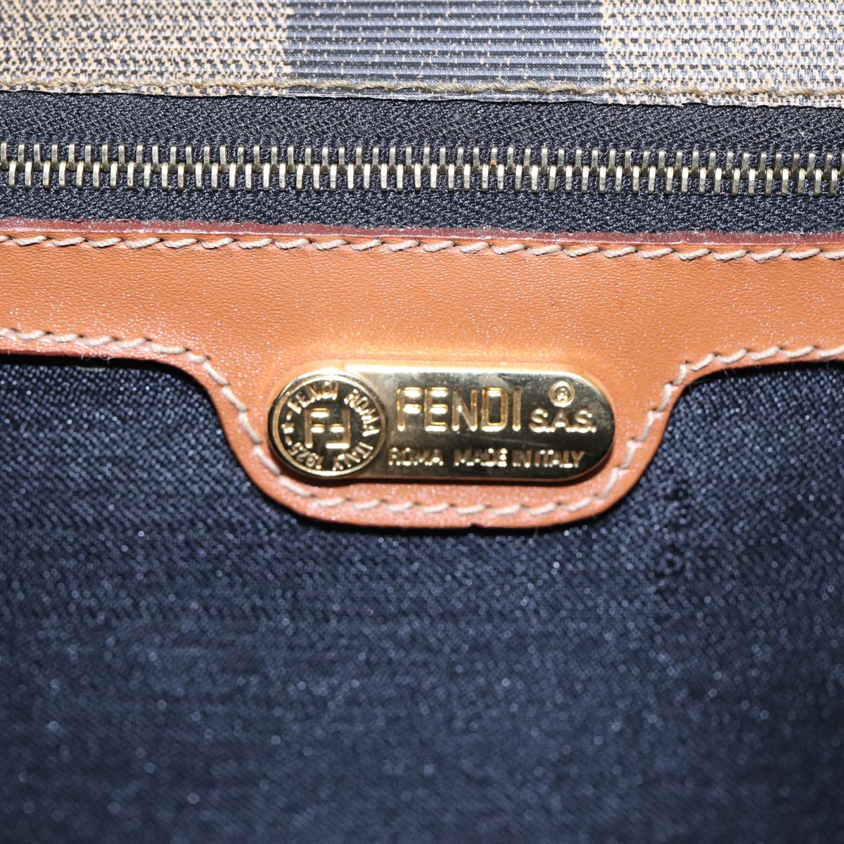 Fendi Pecan Brown Canvas Hand Bag