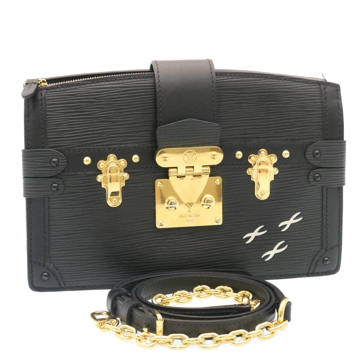 Louis Vuitton Trunk Black Leather Shoulder Bag