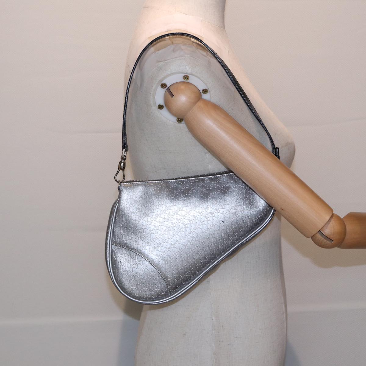 Dior Saddle Silver Canvas Clutch Bag