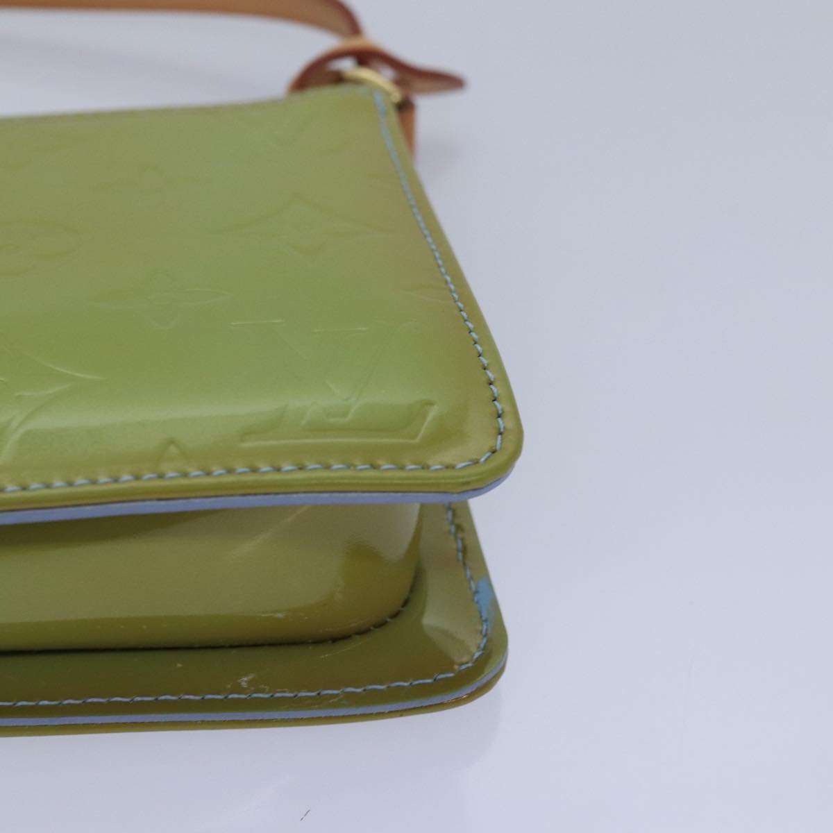 Louis Vuitton Pochette Accessoire Green Patent Leather Clutch Bag