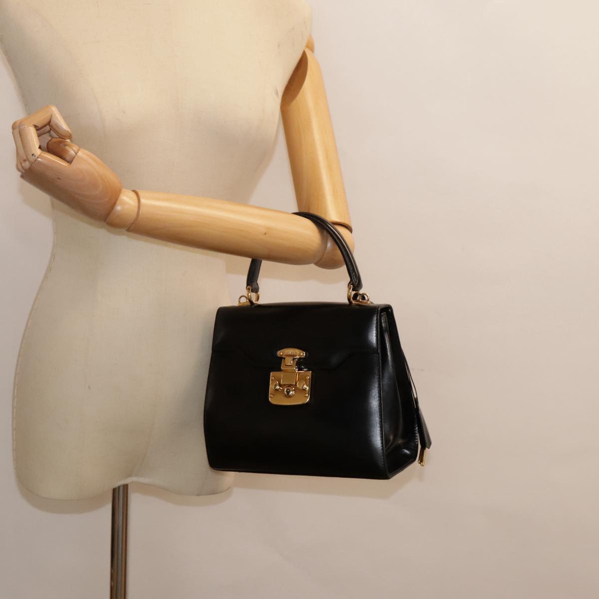 Gucci Lady Lock Black Leather Hand Bag