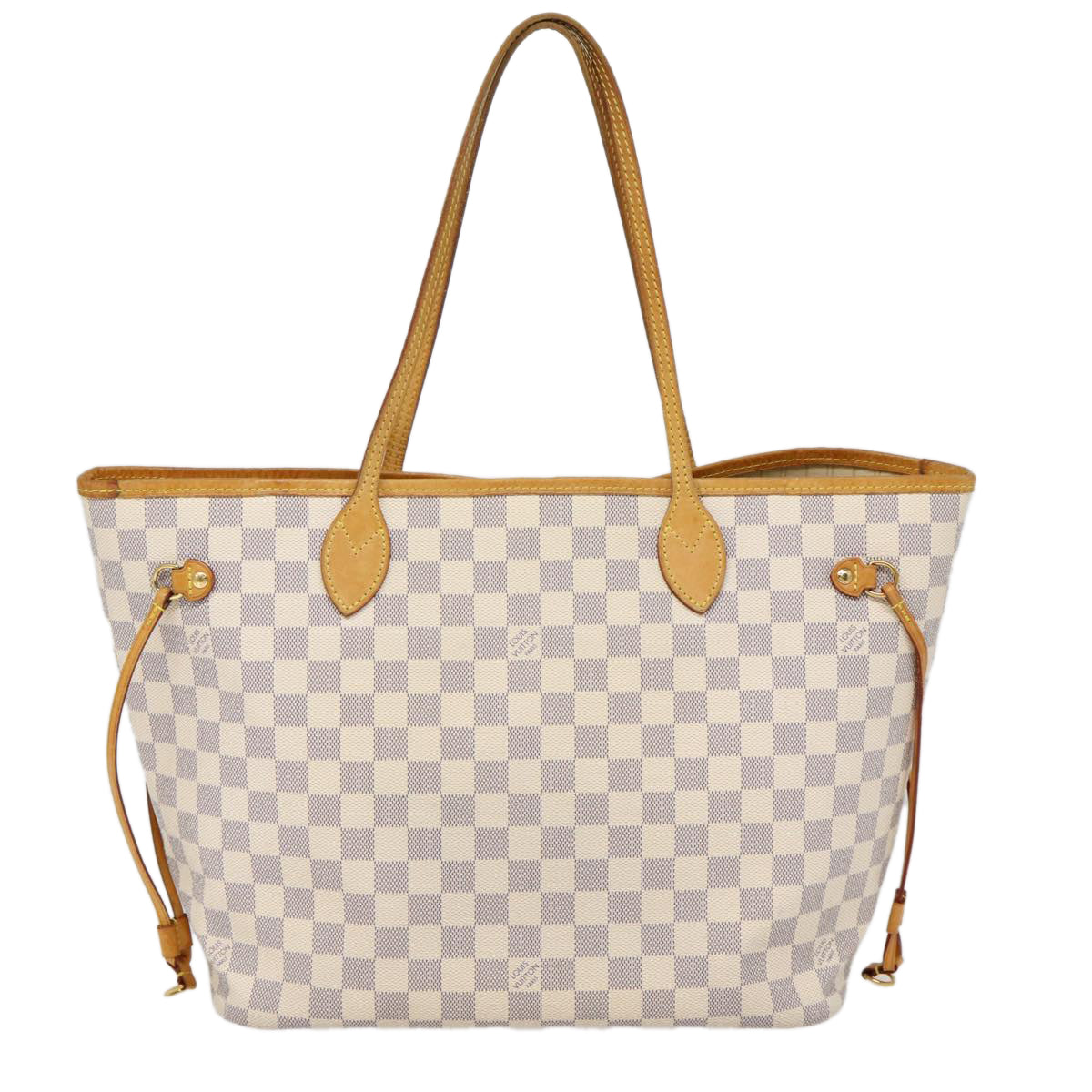 Louis Vuitton Neverfull MM White Canvas Tote Bag