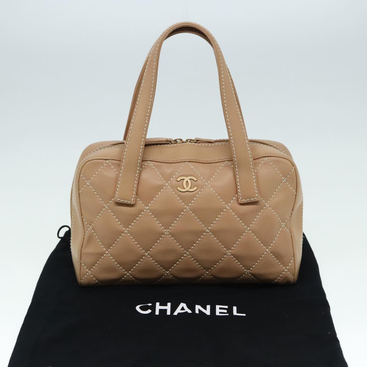 Chanel Wild stitch Beige Leather Hand Bag