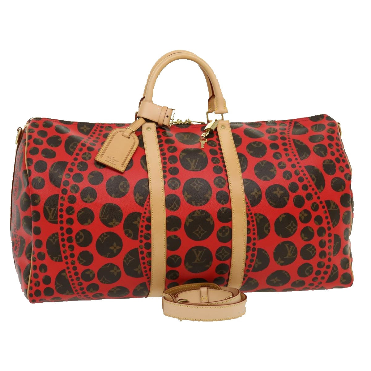 Louis Vuitton Keepall Bandouliere 55 Red Canvas Travel Bag