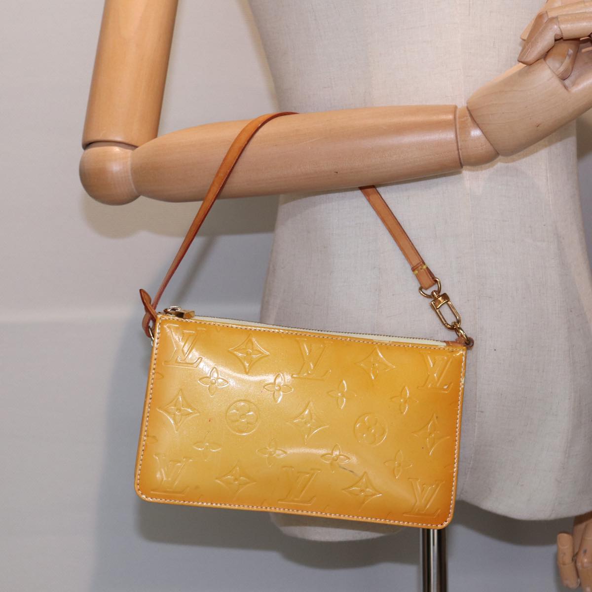 Louis Vuitton Lexington Yellow Patent Leather Clutch Bag