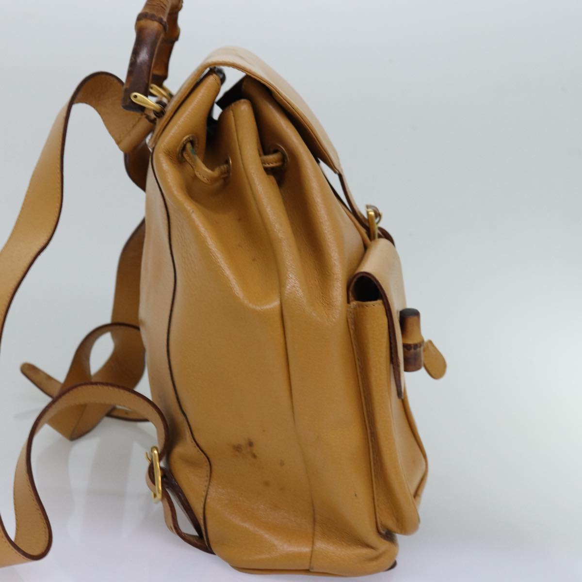 Gucci Bamboo Yellow Leather Backpack Bag