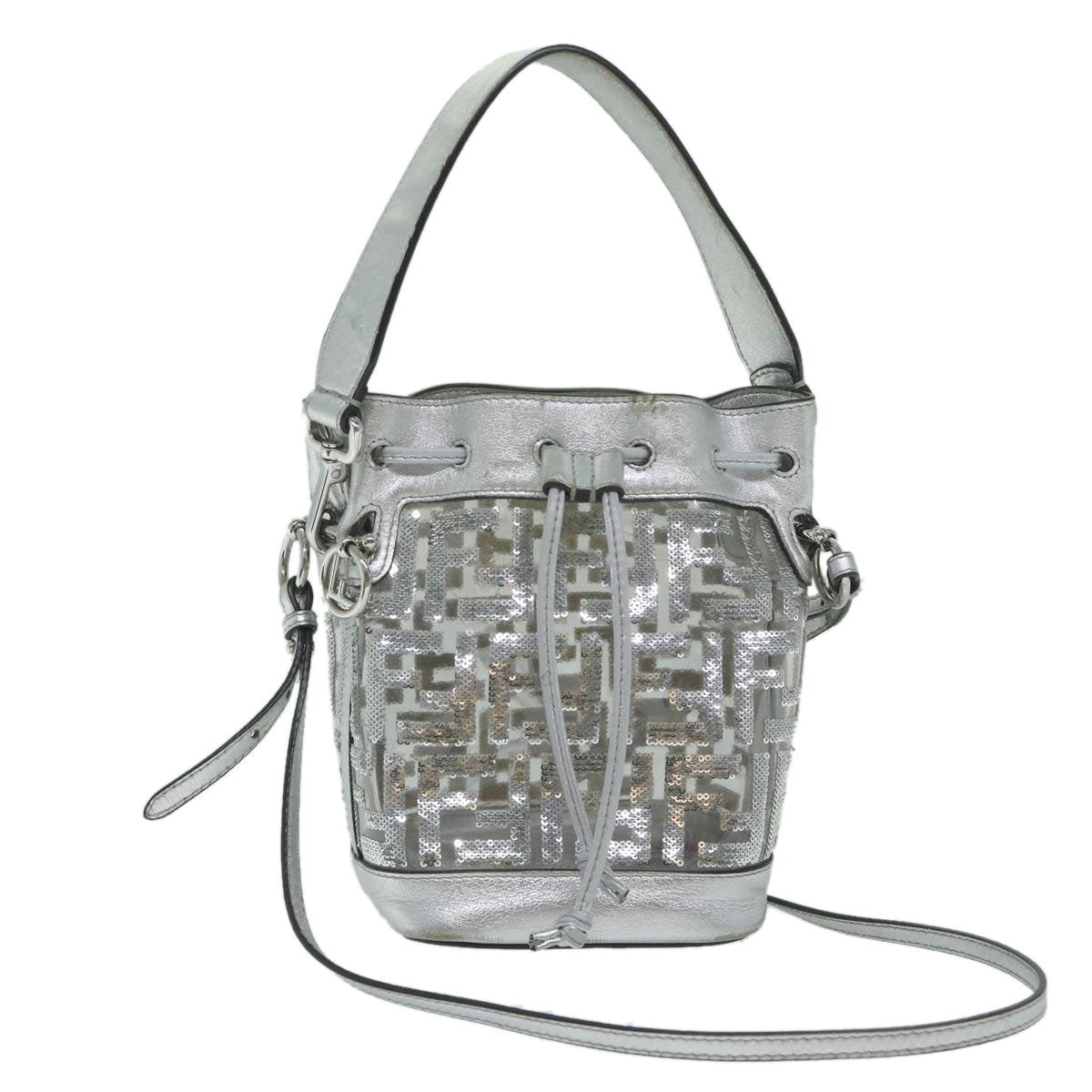 Fendi Zucca Silver Leather Shoulder Bag