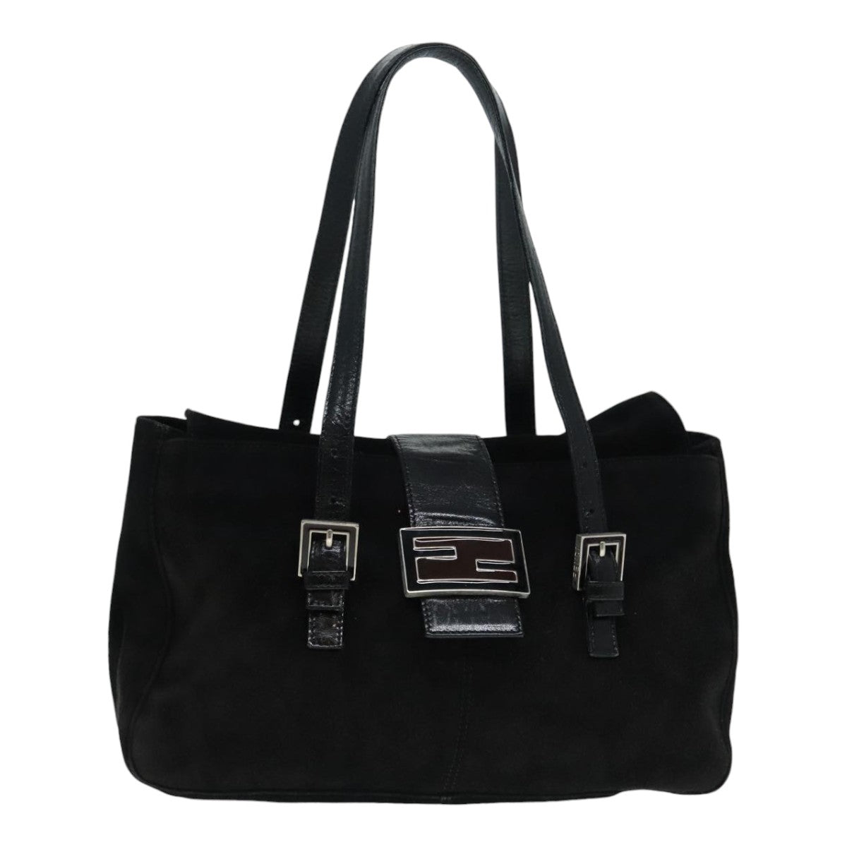 Fendi Mamma Baguette Black Suede Shoulder Bag