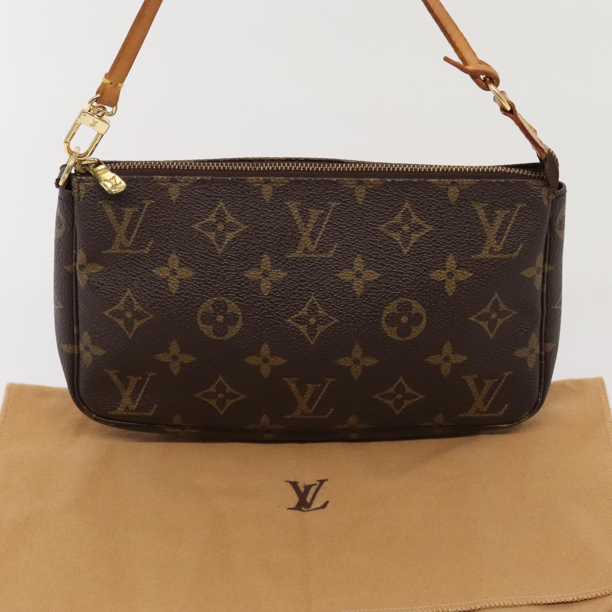 Louis Vuitton Pochette Accessoire Brown Canvas Clutch Bag