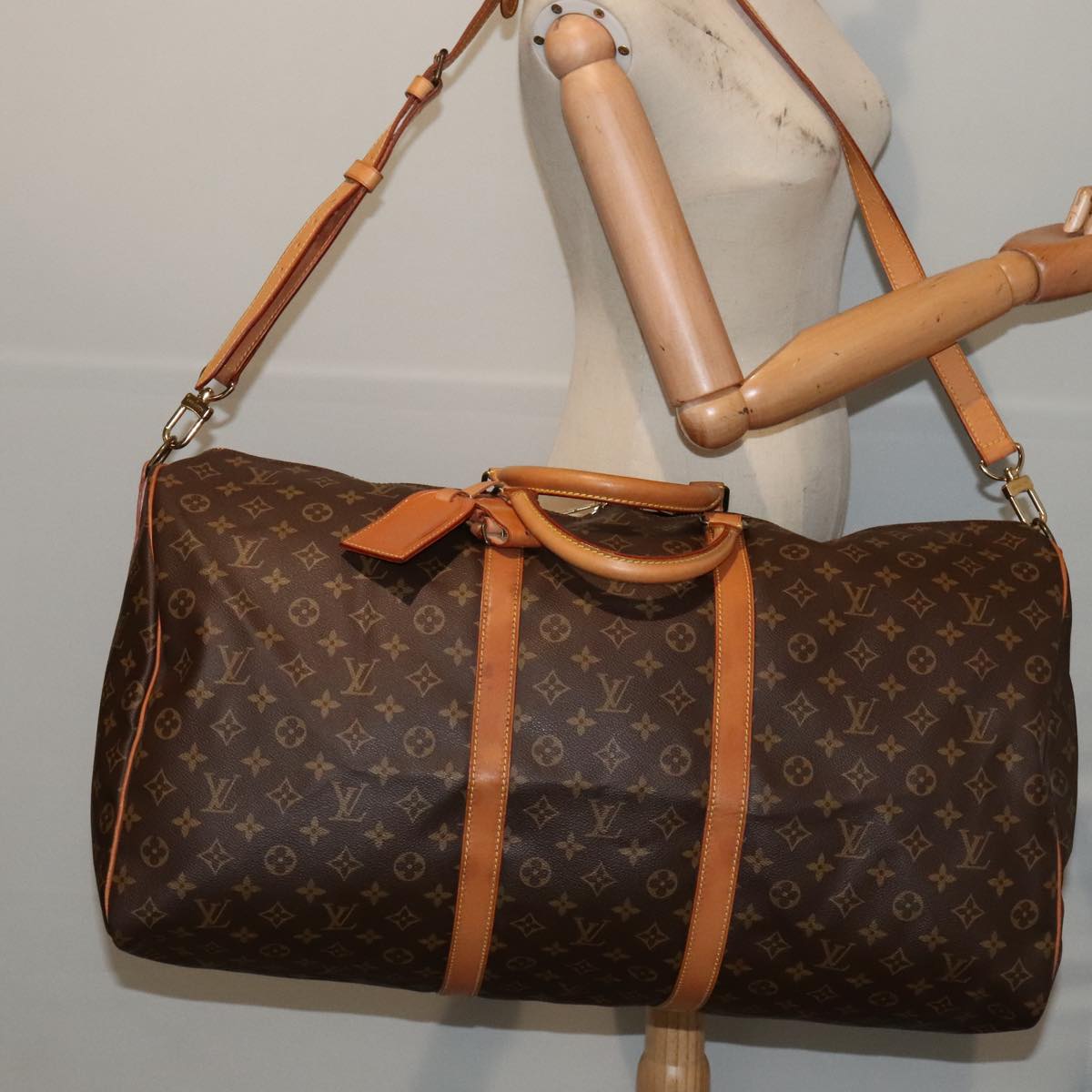 Louis Vuitton Keepall Bandoulière 60 Brown Canvas Travel Bag