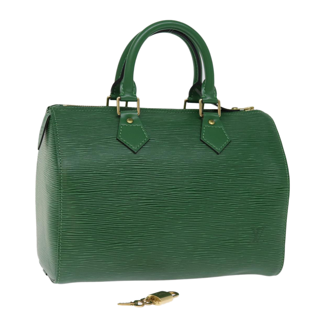 Louis Vuitton Speedy 25 Green Leather Hand Bag