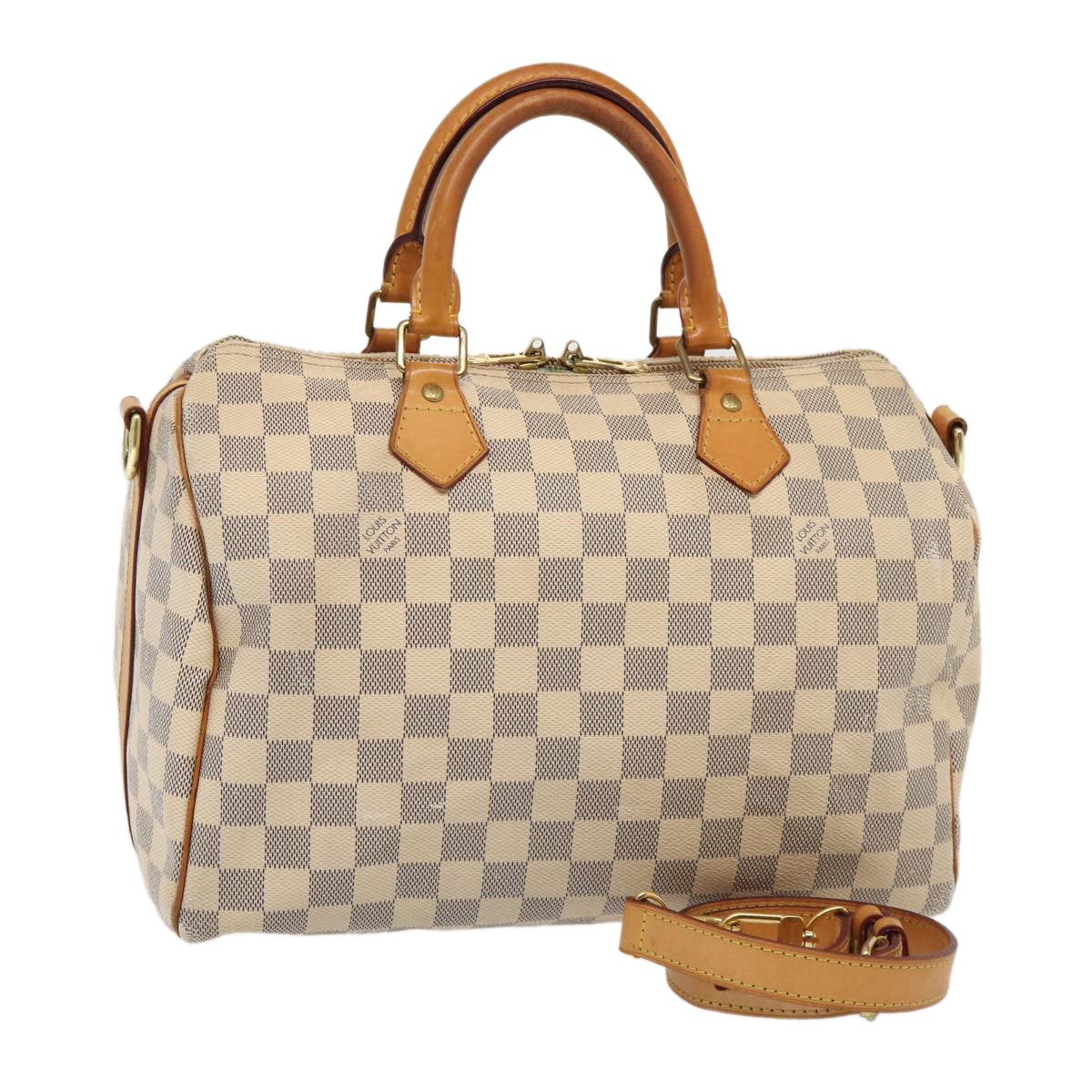 Louis Vuitton Speedy Bandoulière 30 White Canvas Hand Bag