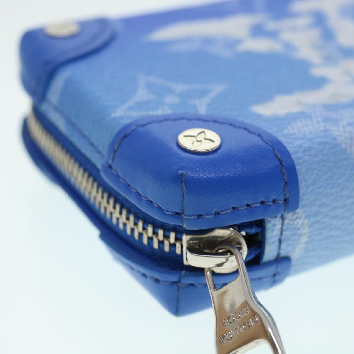 Louis Vuitton Soft Trunk Blue Leather Clutch Bag