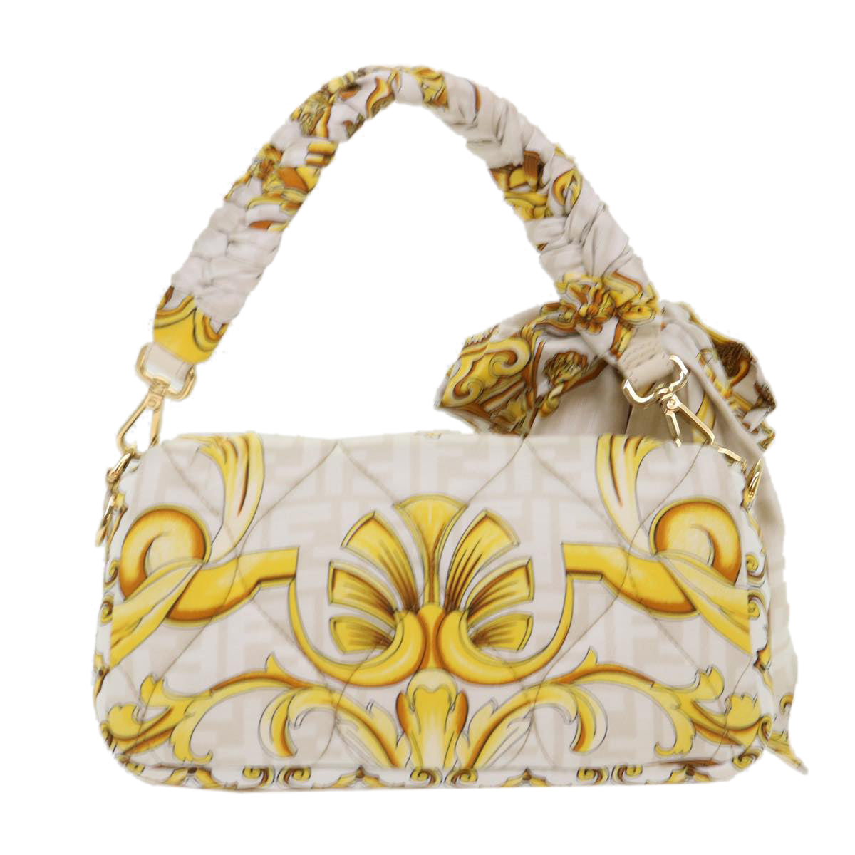 Fendi Baguette White Polyester Shoulder Bag