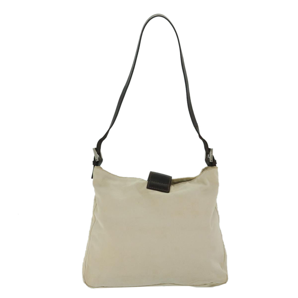 Fendi Mamma Baguette Beige Canvas Shoulder Bag