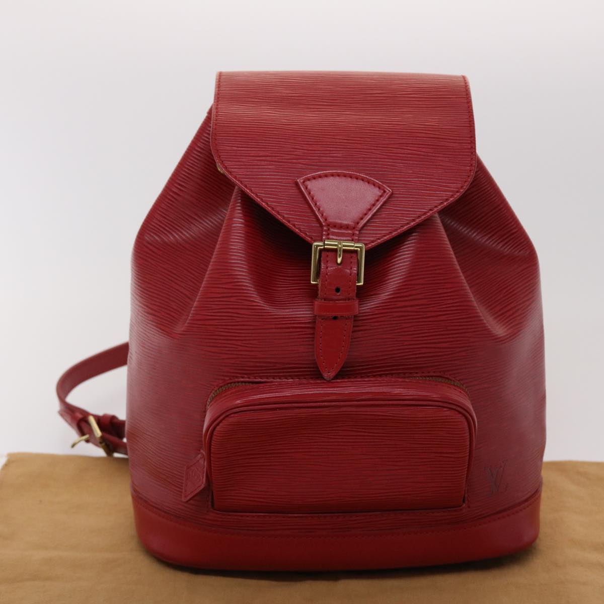 Louis Vuitton Montsouris Red Leather Backpack Bag