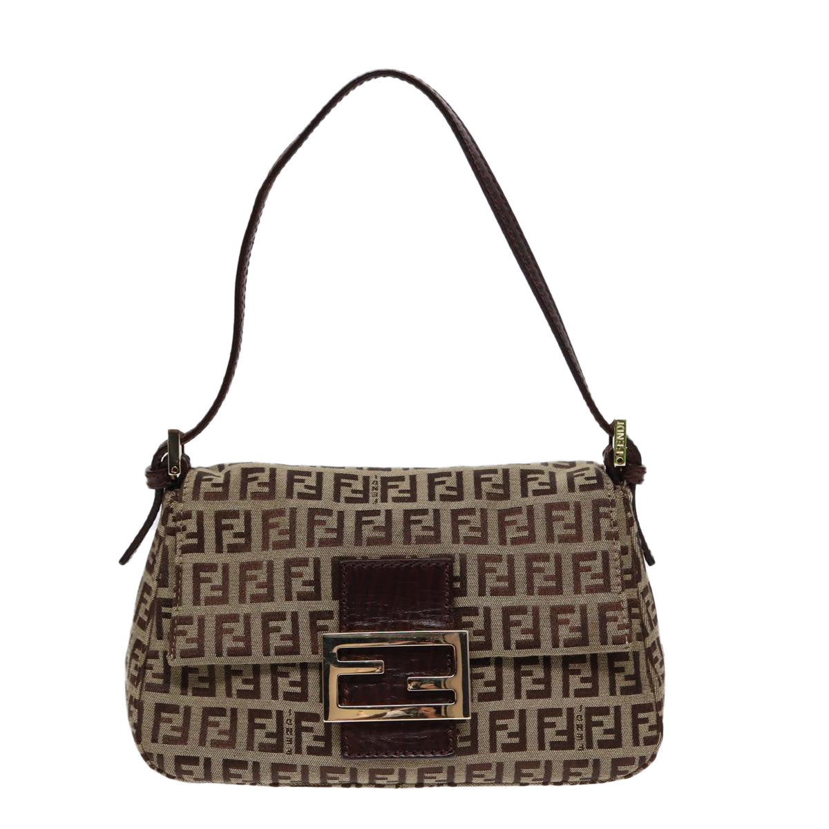 Fendi Mamma Baguette Brown Canvas Hand Bag