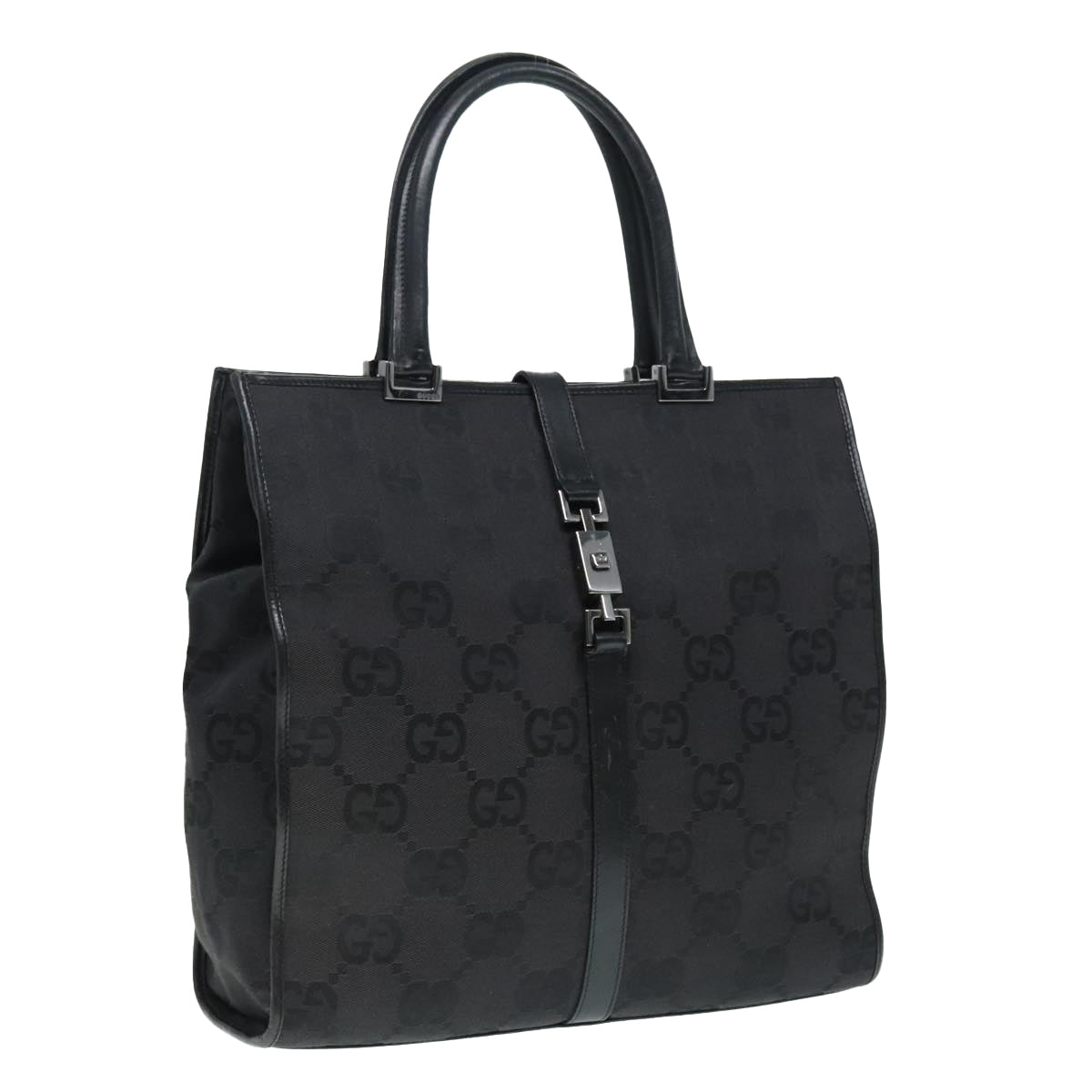 Gucci Jackie Black Canvas Hand Bag