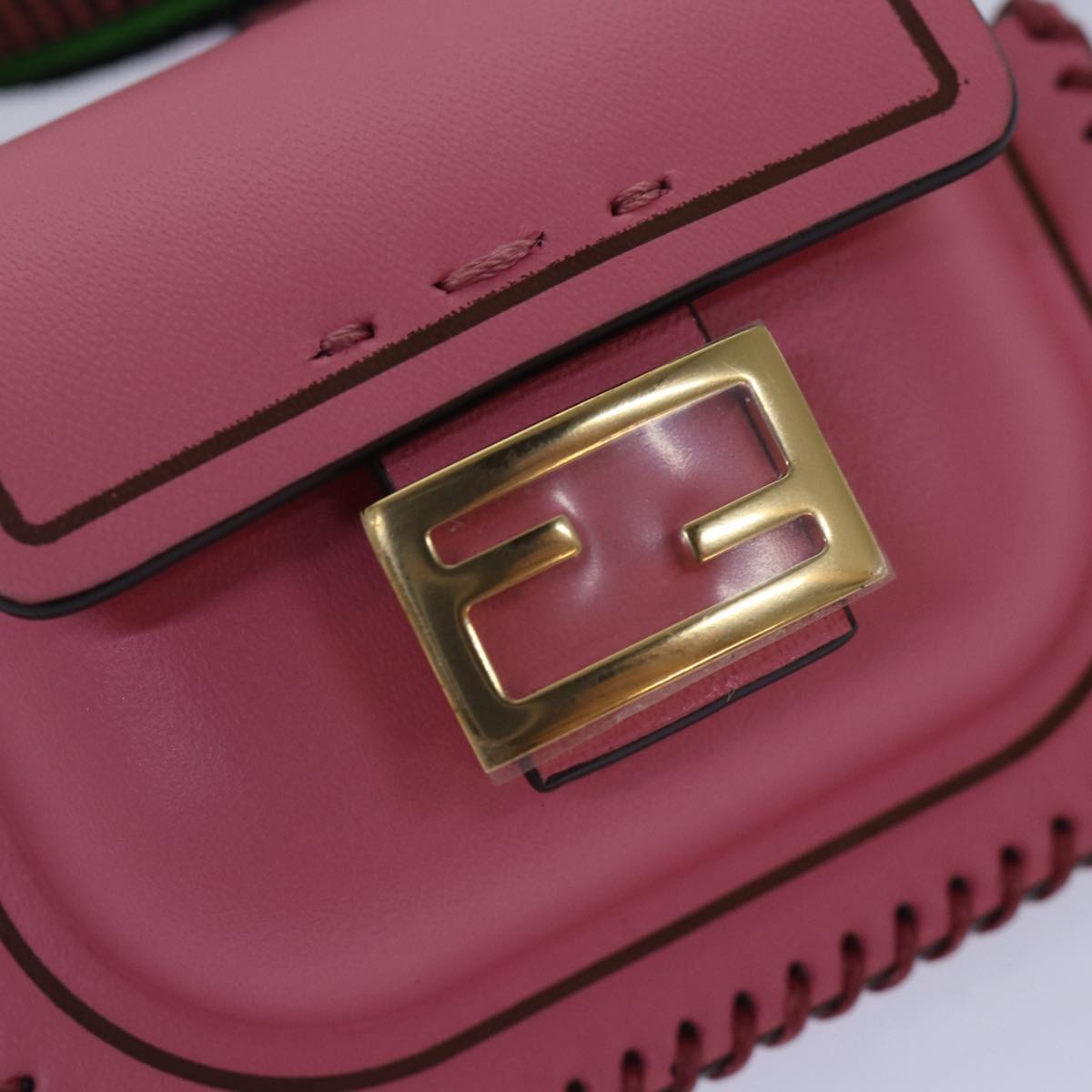 Fendi Baguette Pink Leather Clutch Bag