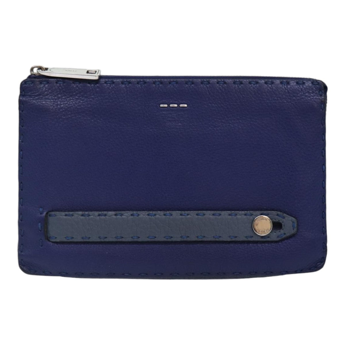 Fendi Selleria Blue Leather Clutch Bag