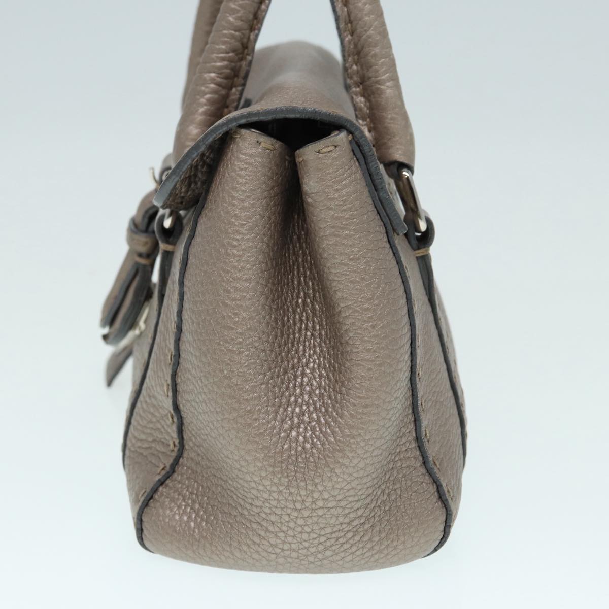 Fendi Selleria Grey Leather Hand Bag