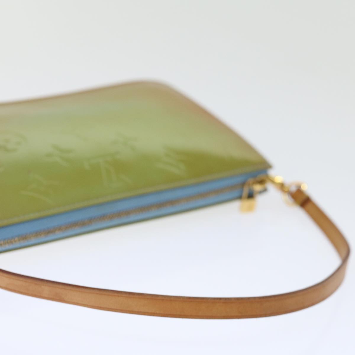 Louis Vuitton Pochette Accessoire Green Leather Clutch Bag