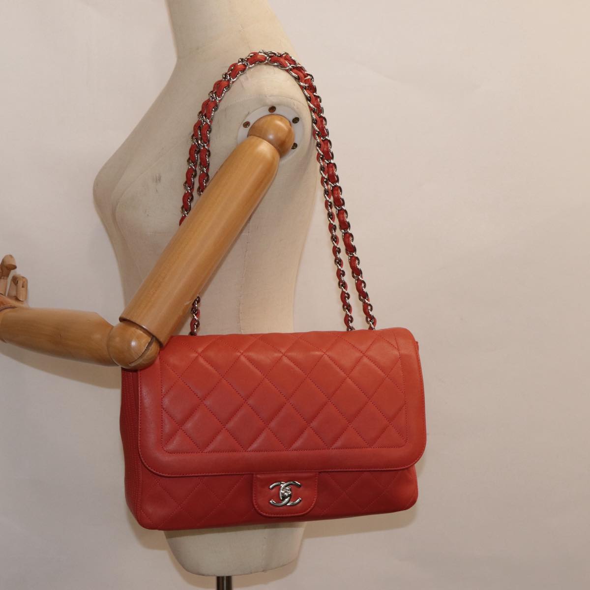 Chanel Timeless Red Leather Shoulder Bag