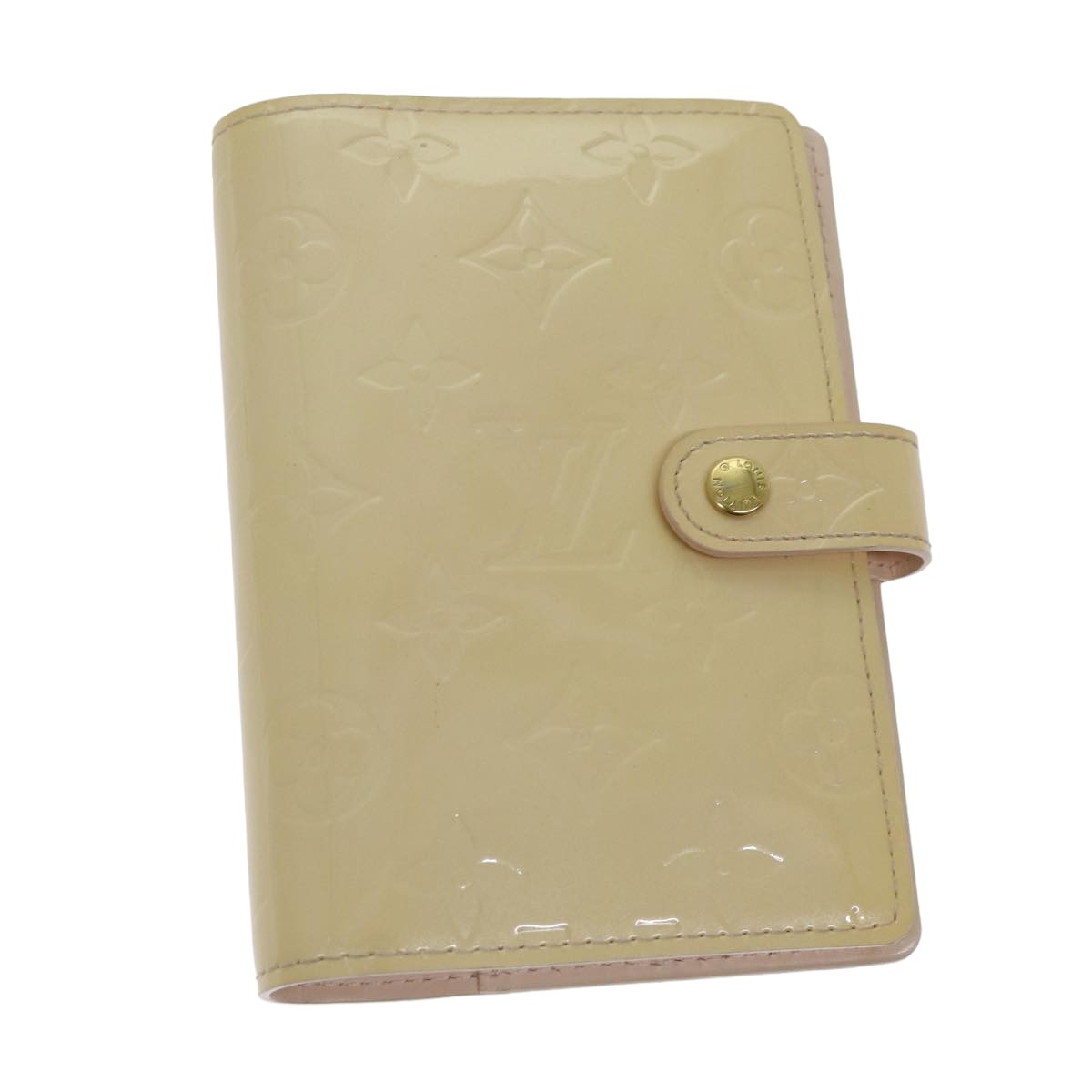 Louis Vuitton Agenda PM Beige Patent Leather Wallet Accessories