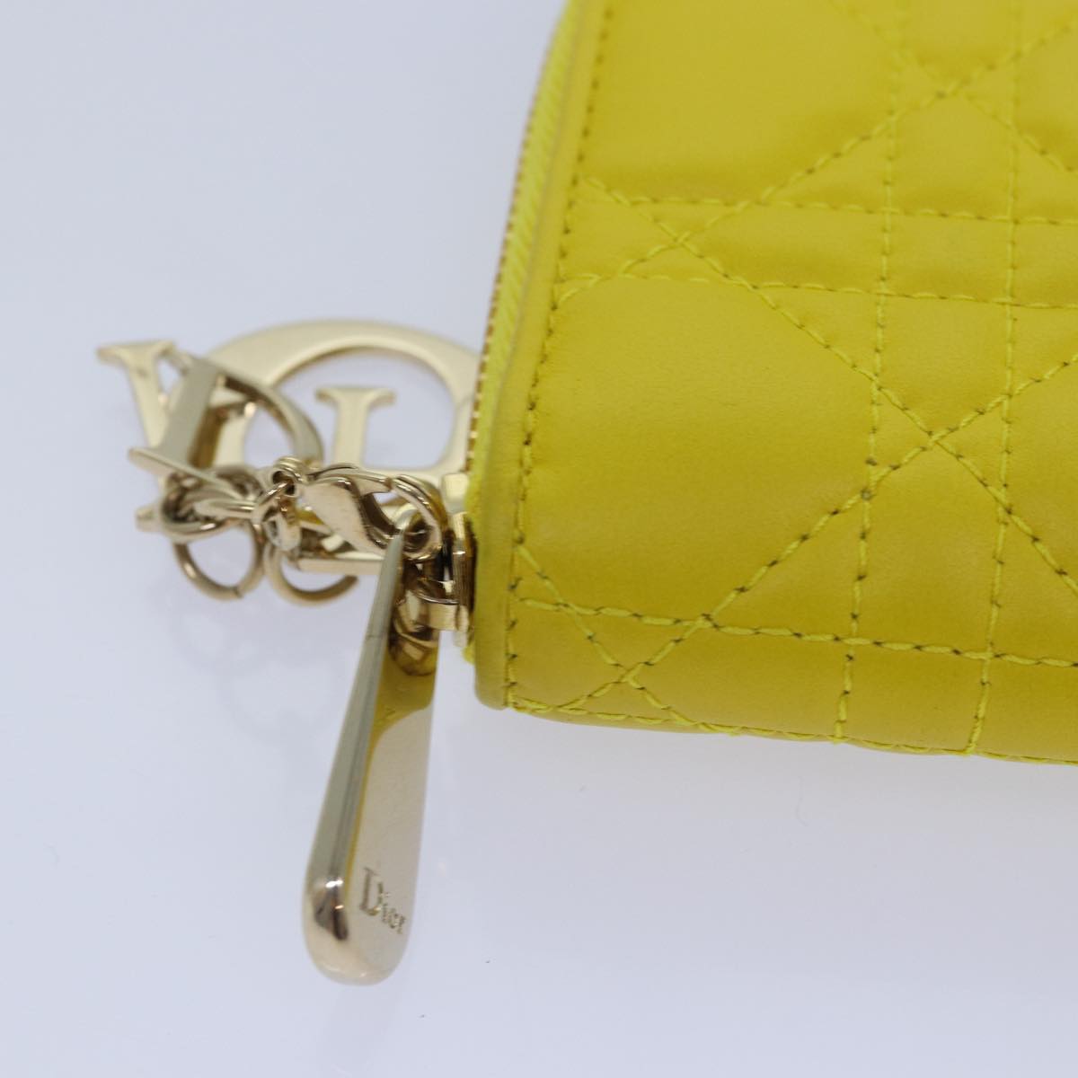 Dior Cannage Lady Yellow Leather Wallet Accessories