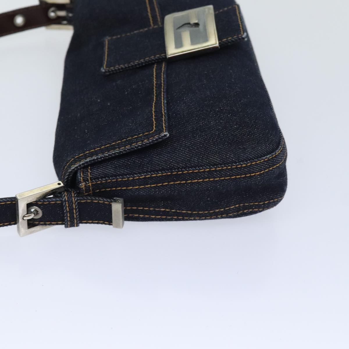 Fendi Mamma Baguette Navy Denim - Jeans Shoulder Bag