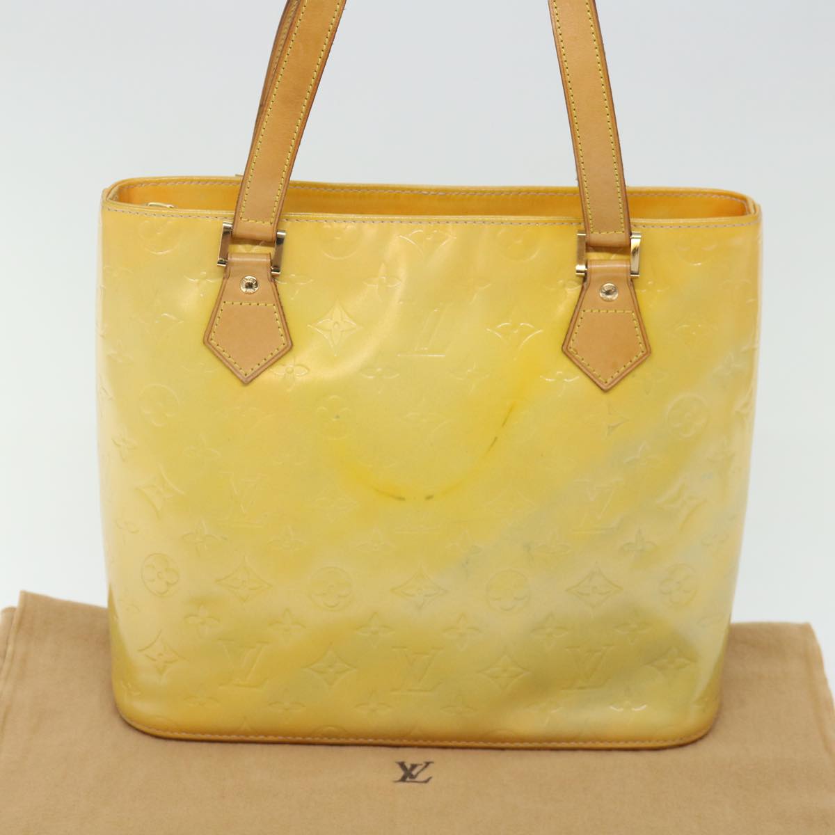 Louis Vuitton Houston Yellow Patent Leather Hand Bag