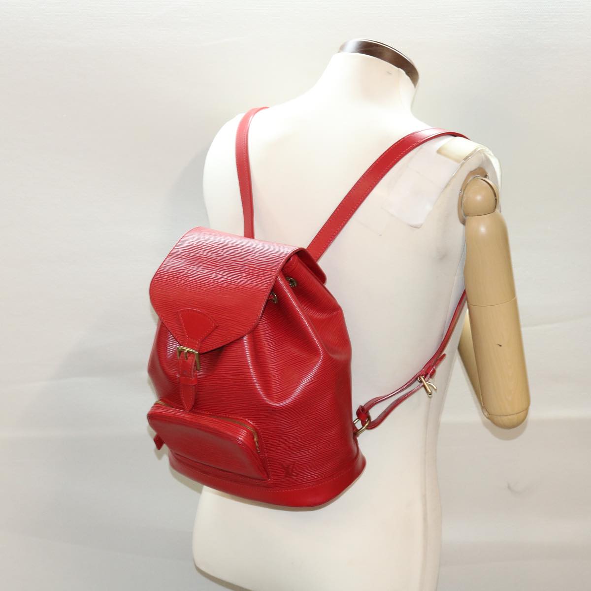 Louis Vuitton Montsouris Red Leather Backpack Bag