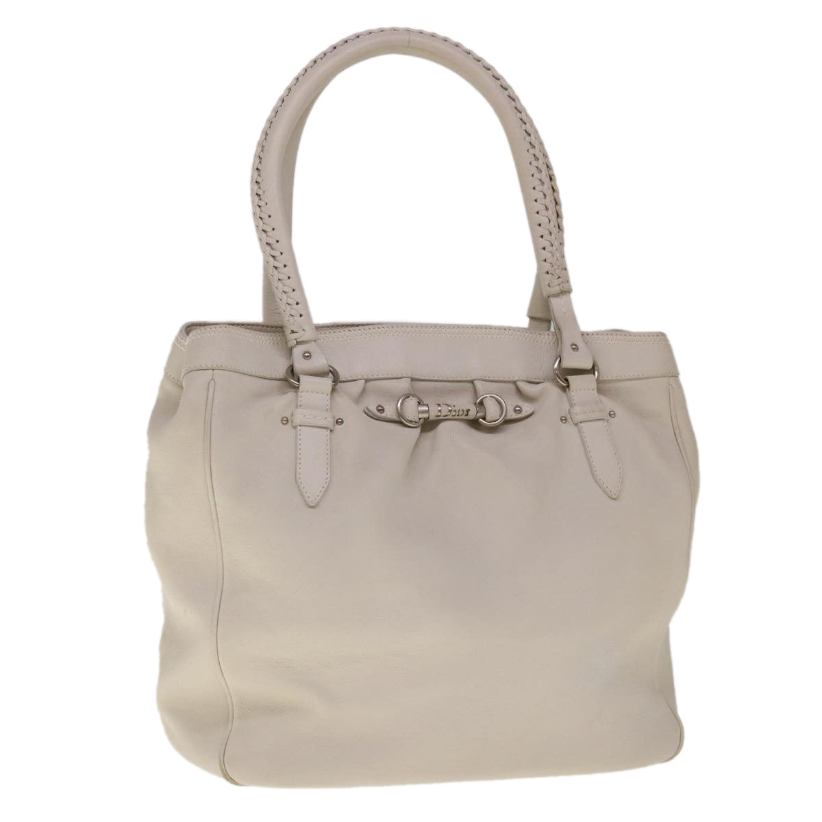 Dior White Leather Tote Bag