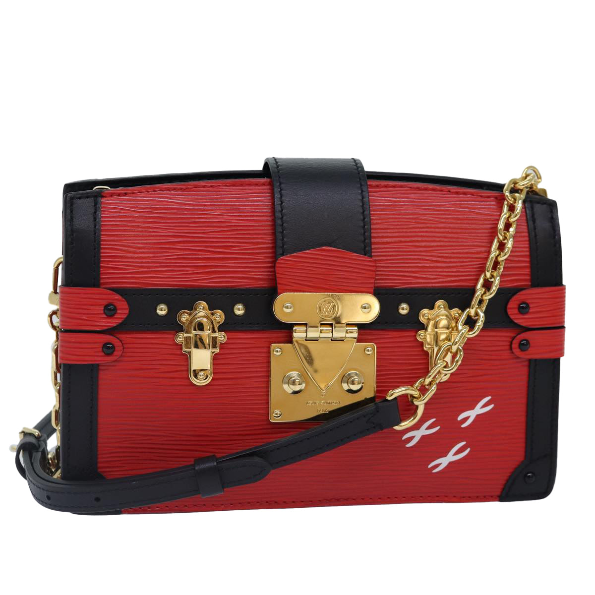 Louis Vuitton Trunk Red Leather Shoulder Bag