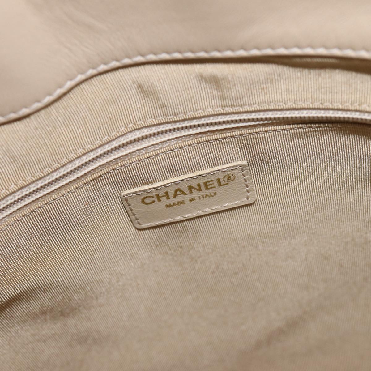 Chanel Beige Patent Leather Hand Bag