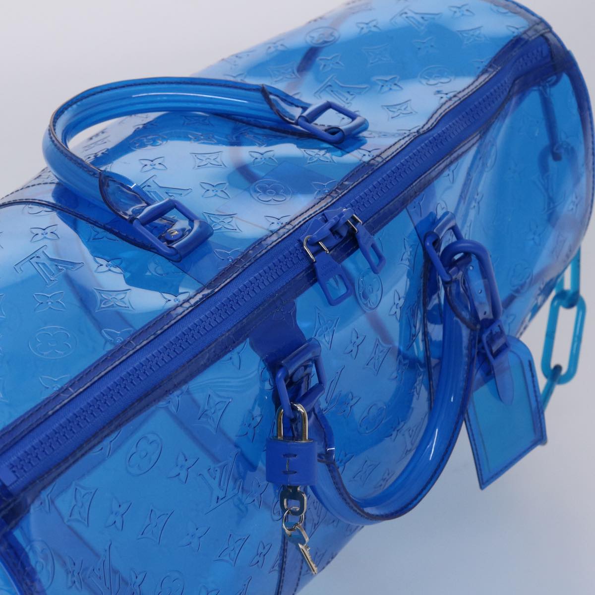 Louis Vuitton Keepall Bandouliere 50 Blue Vinyl Travel Bag