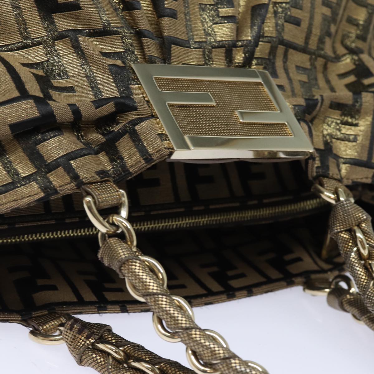 Fendi Zucca Gold Canvas Hand Bag