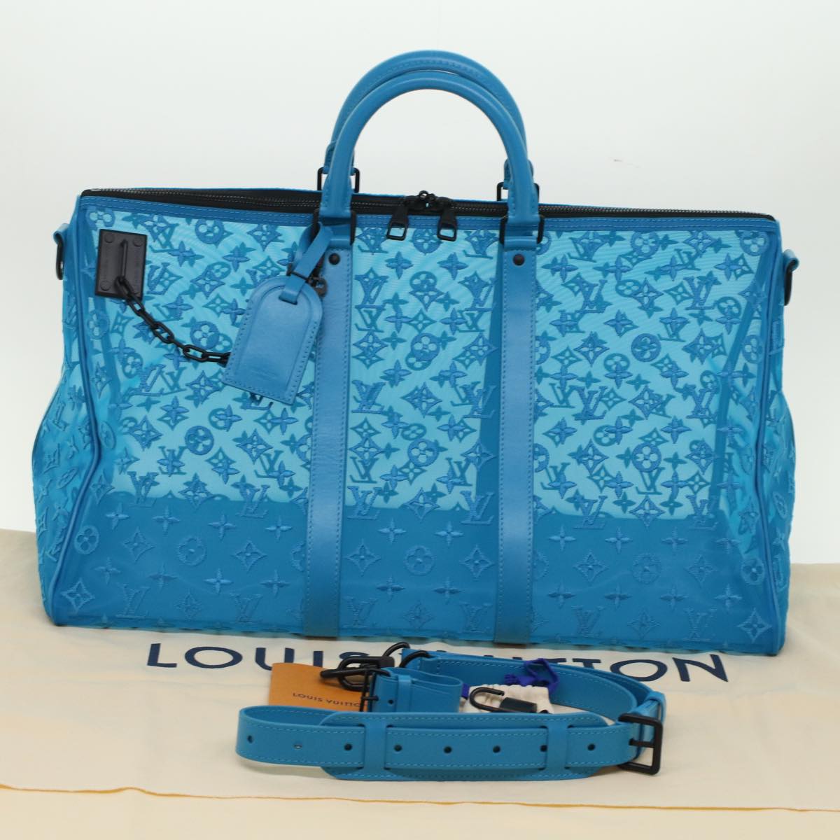 Louis Vuitton Keepall Bandouliere 50 Blue Synthetic Travel Bag