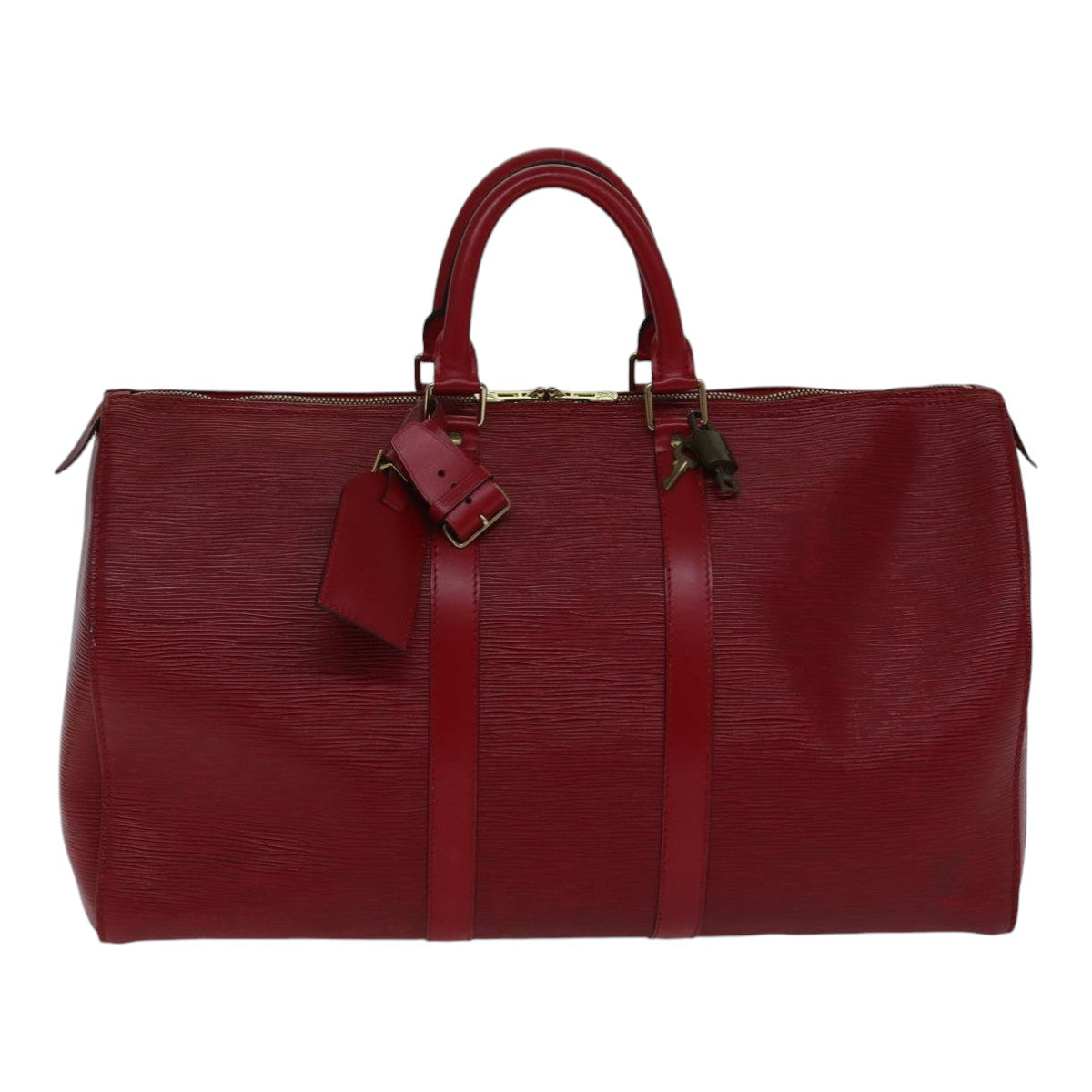 Louis Vuitton Keepall 45 Red Leather Travel Bag