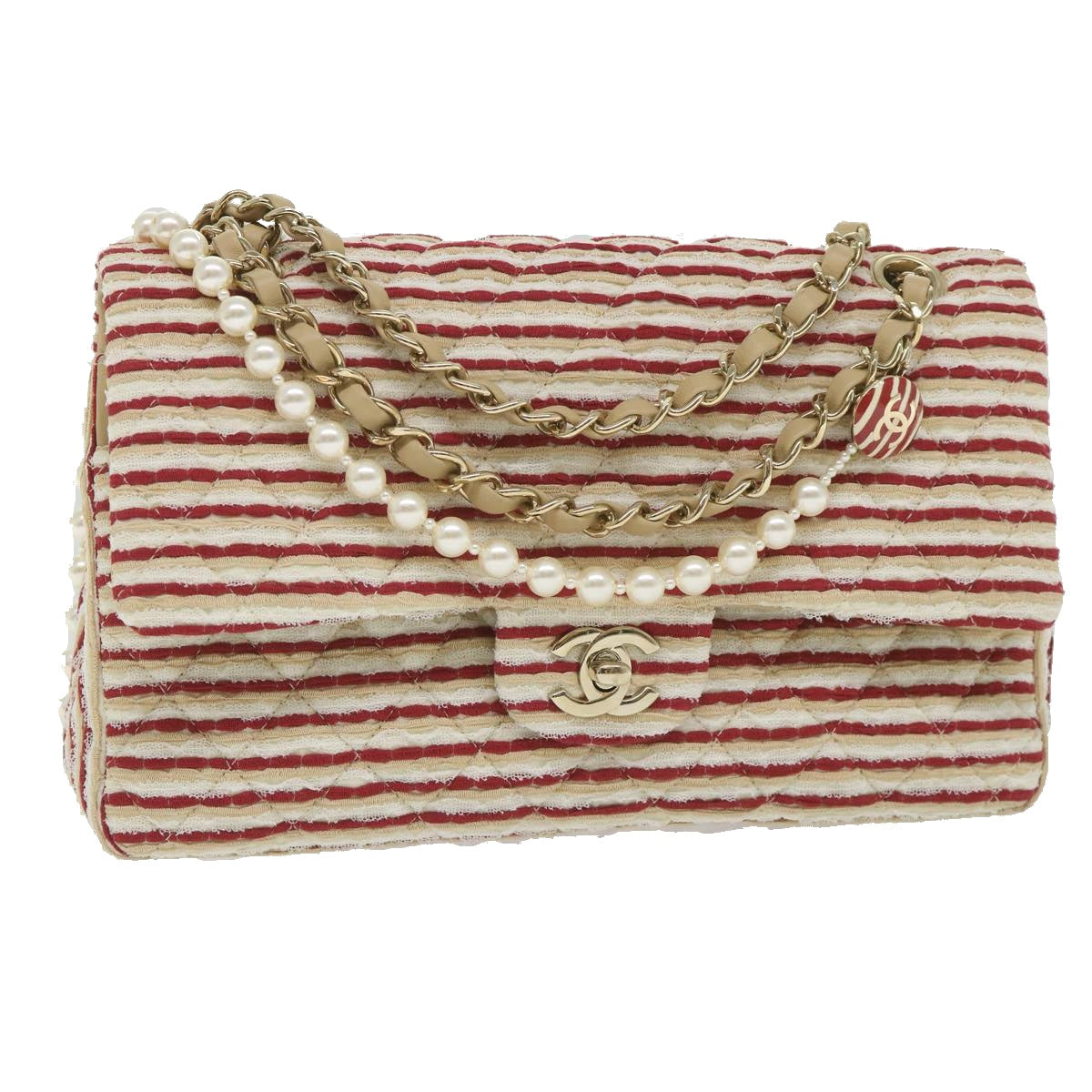 Chanel Classic Flap Beige Canvas Shoulder Bag