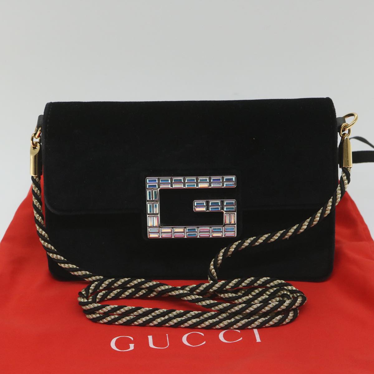 Gucci -- Black Velvet Shoulder Bag