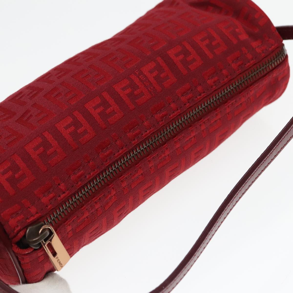 Fendi Baguette Red Canvas Clutch Bag