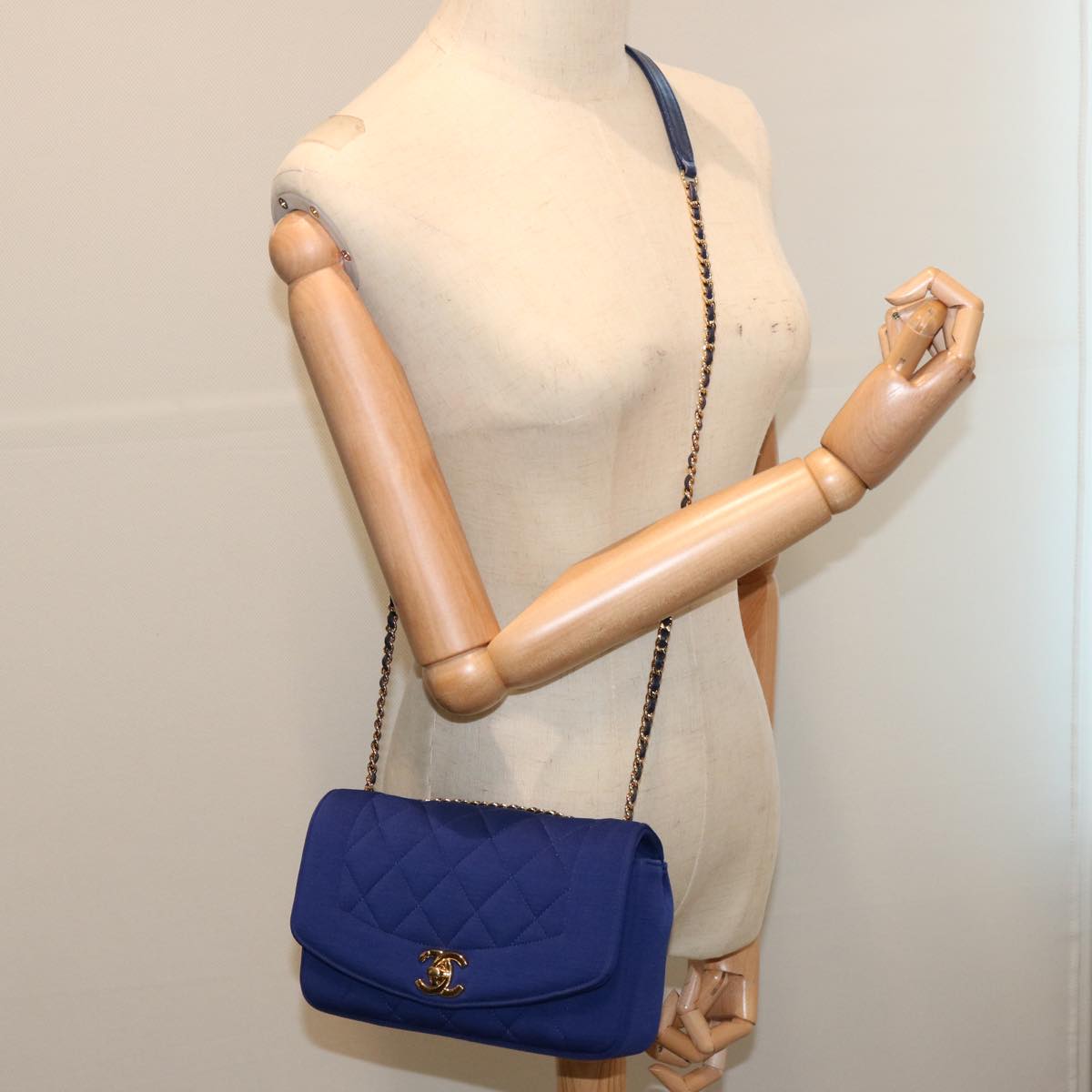 Chanel Diana Blue Canvas Shoulder Bag