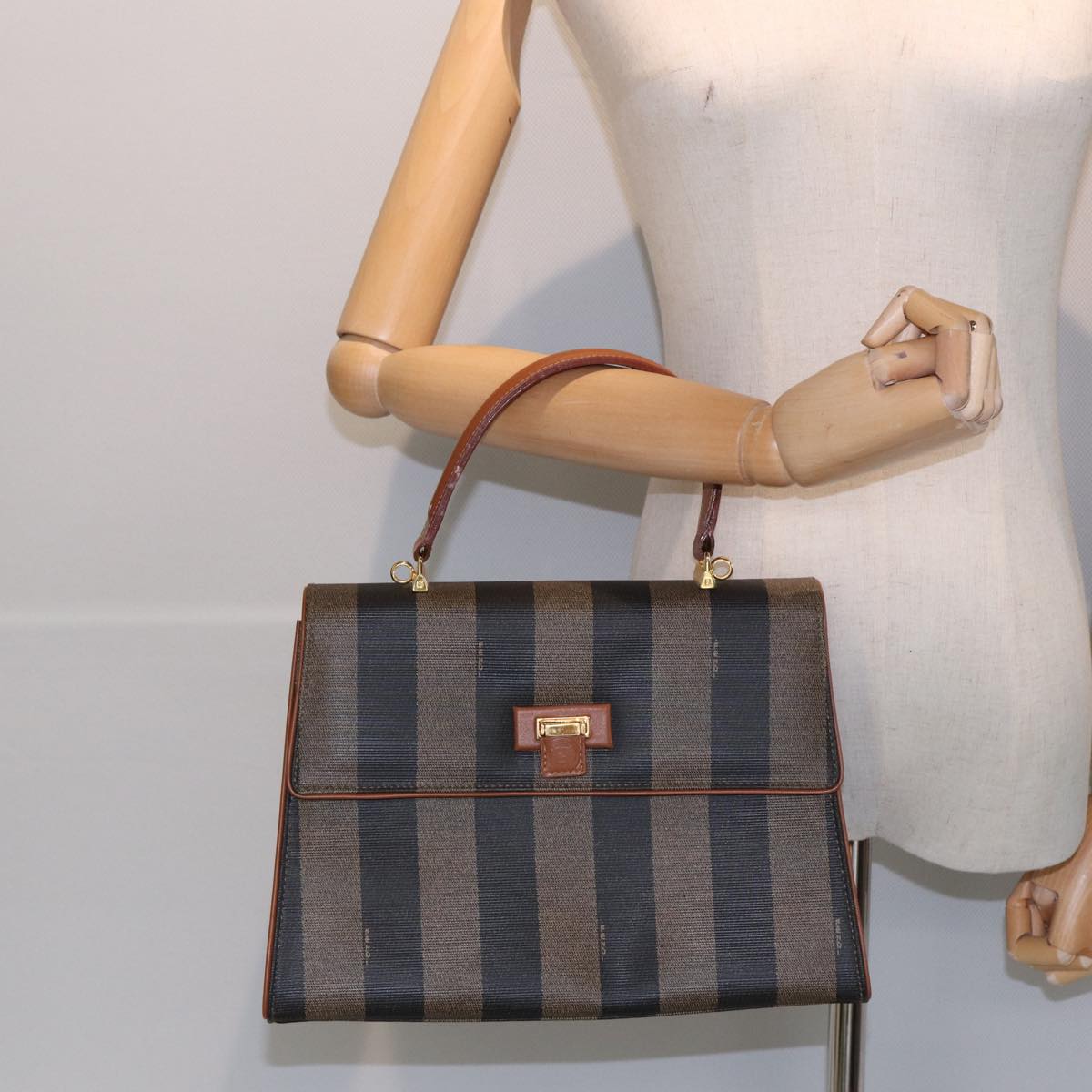 Fendi Pecan Brown Canvas Hand Bag