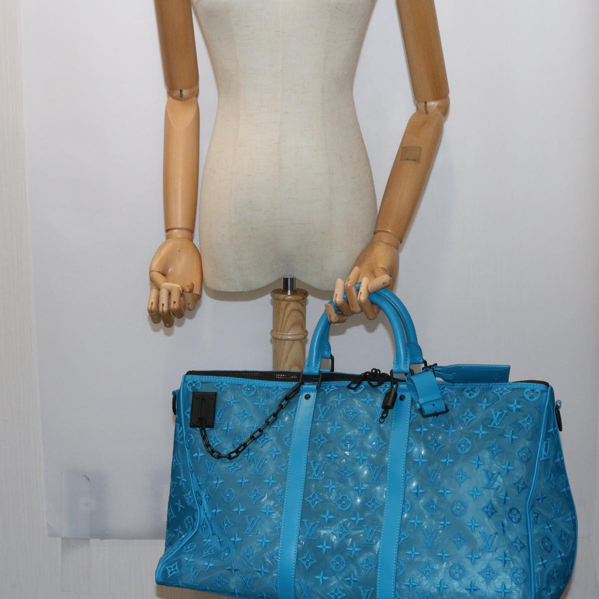 Louis Vuitton Keepall Blue Canvas Travel Bag