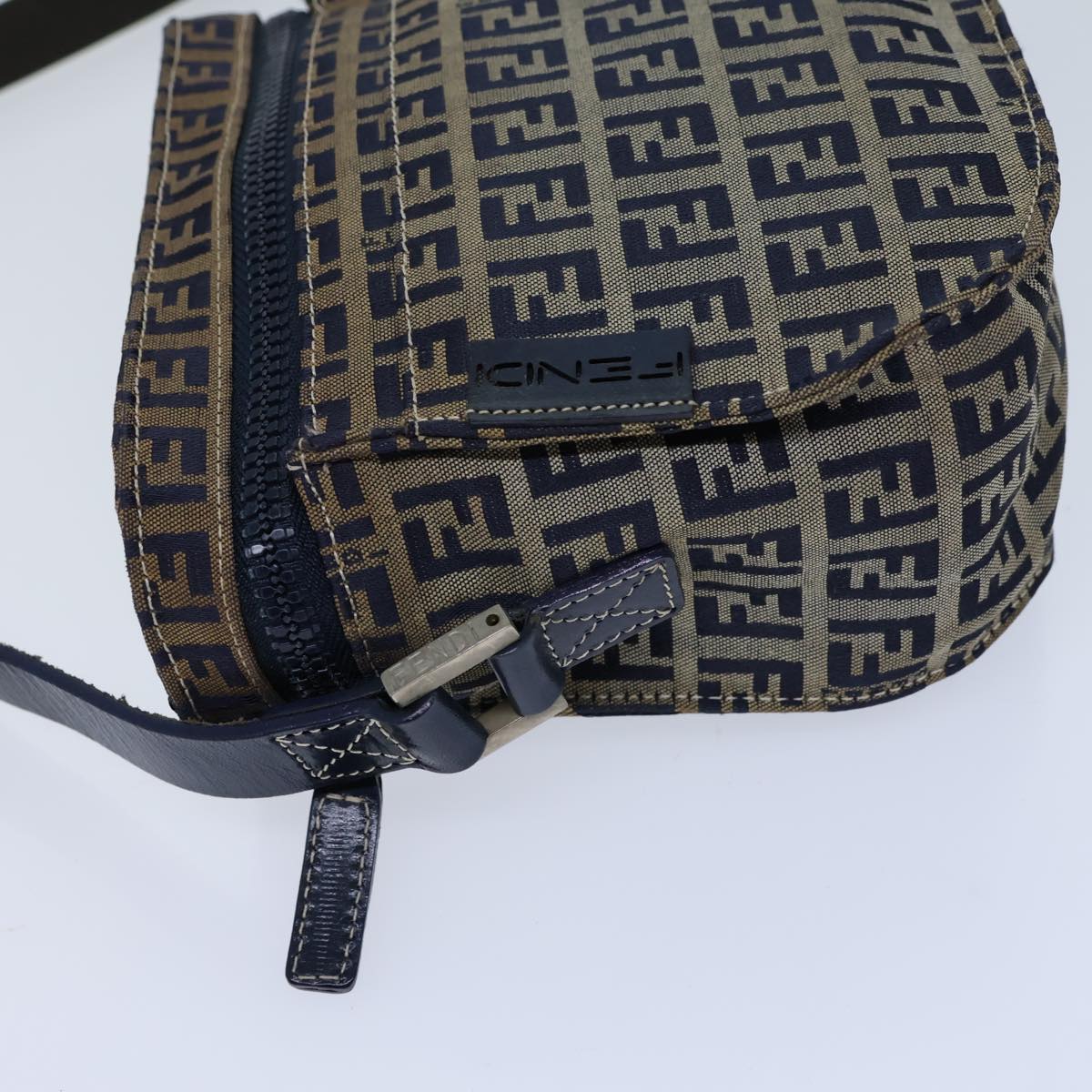 Fendi Zucchino Navy Canvas Shoulder Bag