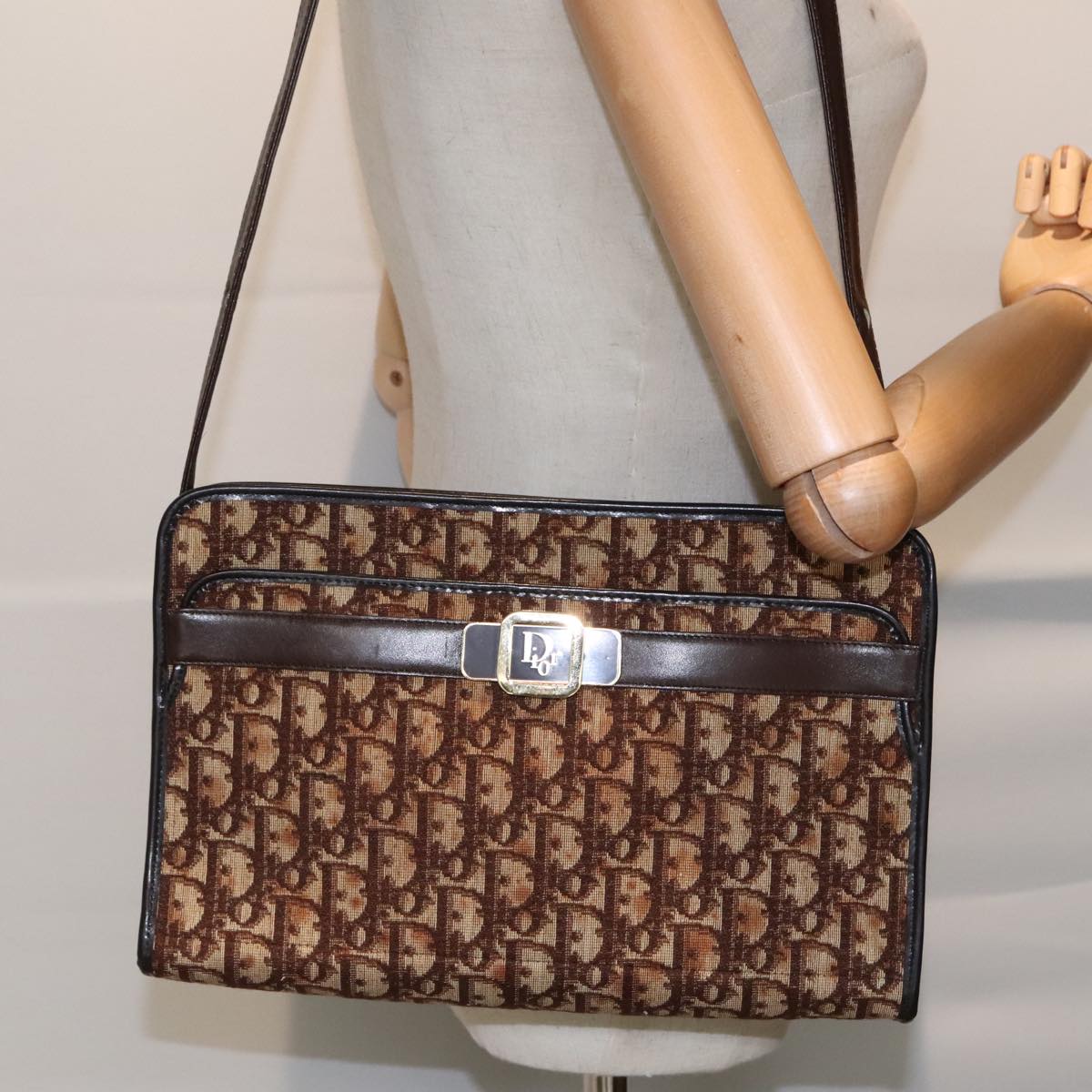 Dior Trotter Brown Canvas Shoulder Bag