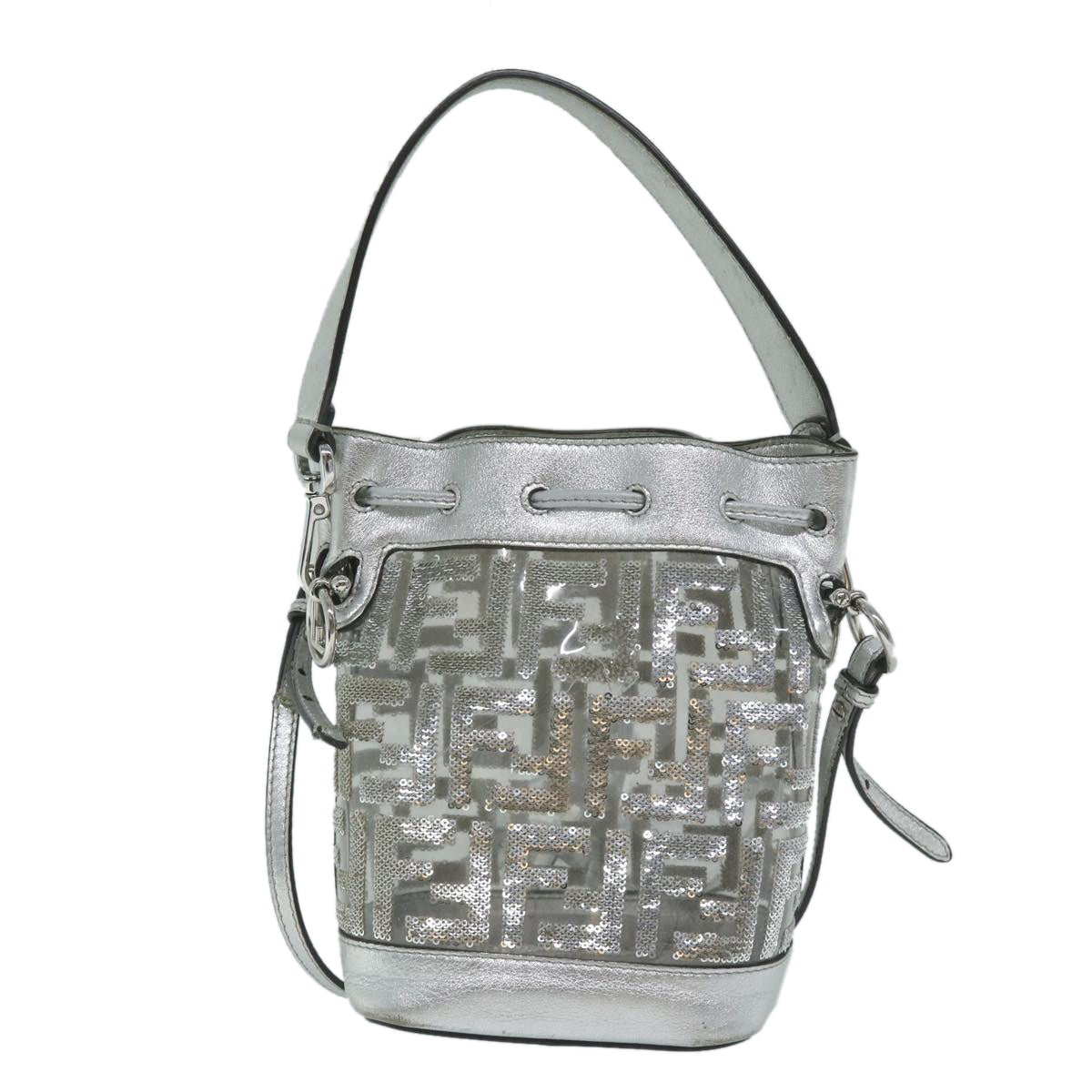 Fendi Zucca Silver Leather Shoulder Bag